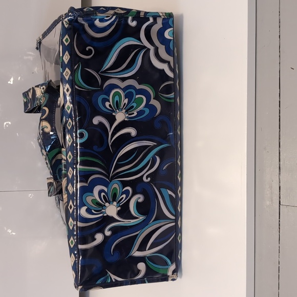Vera Bradley Clear Large Tote Bag with Blue and Green Pattern - Picture 8 of 10
